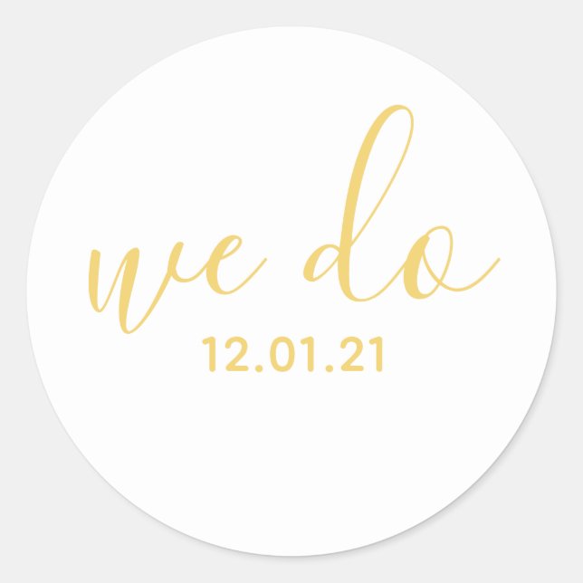 We Do Dated Yellow Wedding Envelope Seal  (Front)
