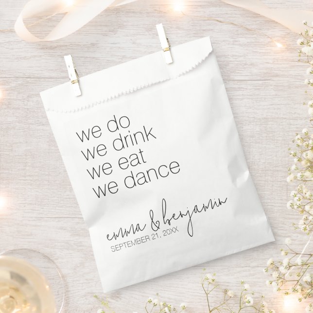 We Do Drink Eat Dance - Modern Wedding Favor Bag (Clipped)