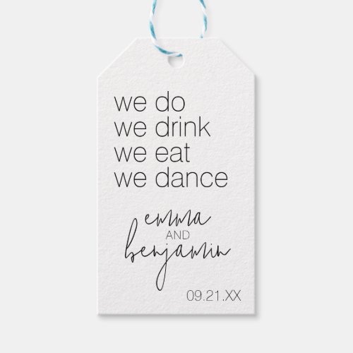 We Do Drink Eat Dance _ Modern Wedding Gift Tags