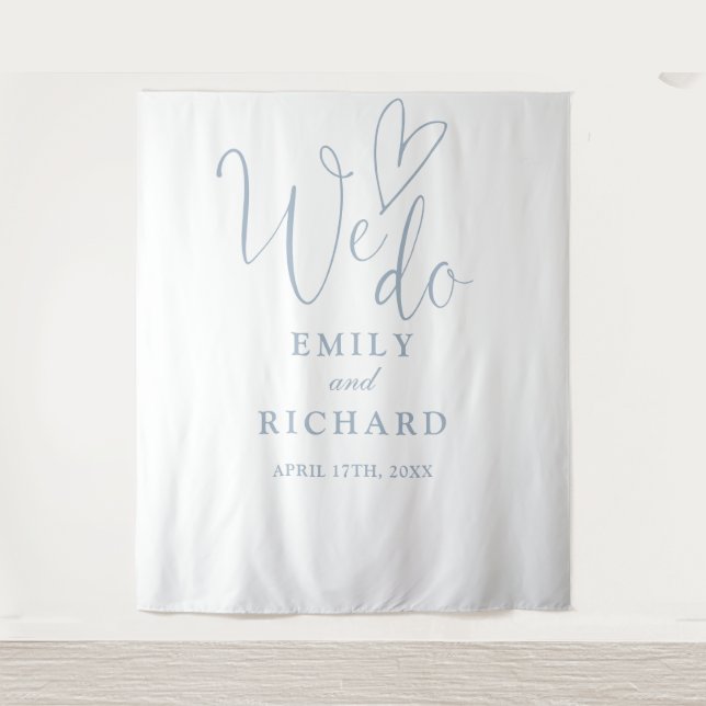 We Do Dusty Blue Wedding Photo Backdrop (Front)