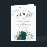 We Do Elegant Emerald Green Boho Roses Wedding Program<br><div class="desc">Make it easy for your guests to follow along with the ceremony with these beautiful folded wedding programs. The design features hand painted watercolor roses in shades of emerald and mint green. There is modern script lettering for the titles with room for details on the ceremony, the bridal party, a...</div>