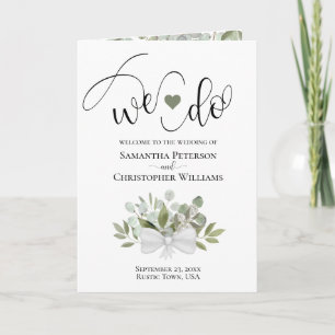 We Do Elegant Eucalyptus Rustic Bouquet Wedding Program