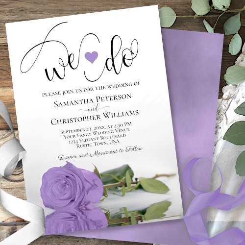 We Do Elegant Lavender Purple Rose Chic Wedding Invitation