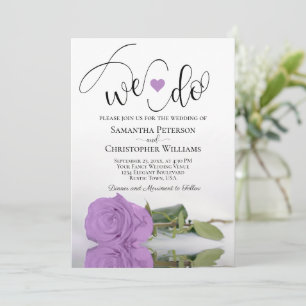 We Do! Elegant Lilac Purple Rose Romantic Wedding Invitation
