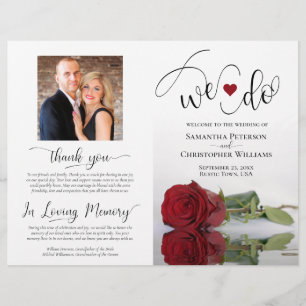 We Do! Elegant Red Rose DIY Fold Wedding Program
