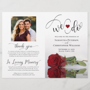 We Do! Elegant Red Rose DIY Fold Wedding Program