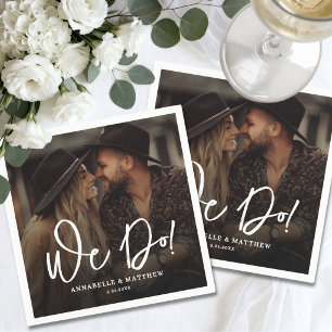 We Do Engagement Wedding Photo Napkins