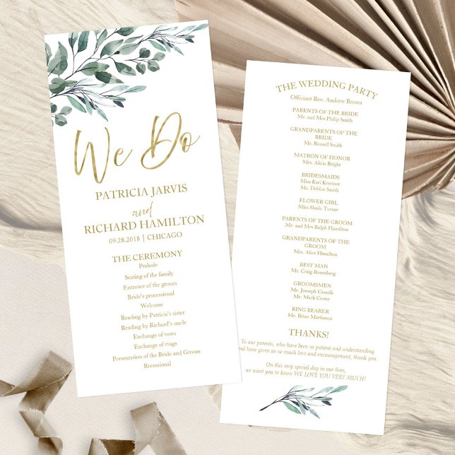 We Do Eucalyptus Leaves Greenery Wedding Programs (Creator Uploaded)