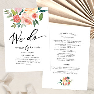 We Do Floral Watercolor Wedding Program