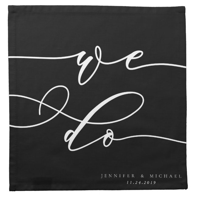 We do Formal Black Modern Lettering Wedding Cloth Napkin