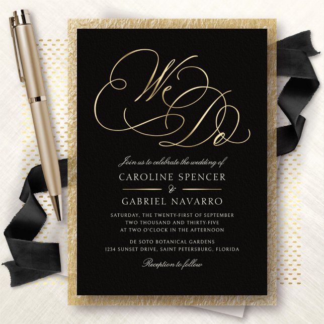 We Do Formal Calligraphy Script Wedding Foil Invitation (Creator Uploaded)