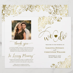 We Do! Glam Gold & White DIY Fold Wedding Program