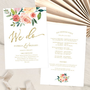 We Do Gold Floral Watercolor Wedding Program