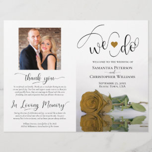 We Do! Gold Ochre Rose Modern Wedding Program