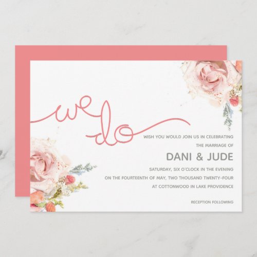 We Do hand lettered Wedding Invitation