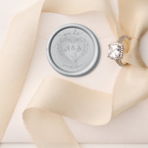 We Do Heart Trendy Elegant Monogram Wedding Wax Seal Stamp