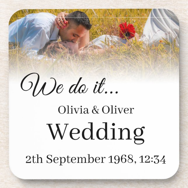 We do it - Kissing Couple on a Meadow Beverage Coaster (Front)