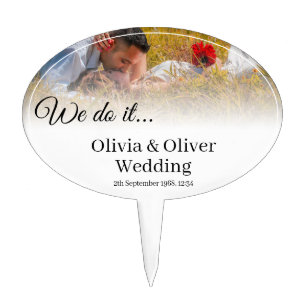 We do it - Kissing Couple on a Meadow Cake Topper