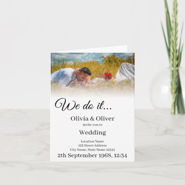 We do it - Kissing Couple on a Meadow Card