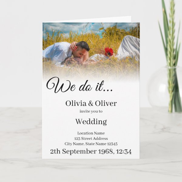 We do it - kissing couple on a meadow card