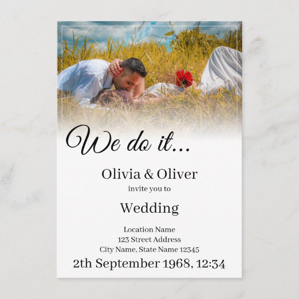 We do it - Kissing Couple on a Meadow enclosure card