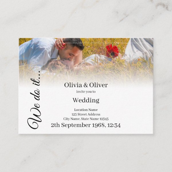 We do it - Kissing Couple on a Meadow Enclosure Card