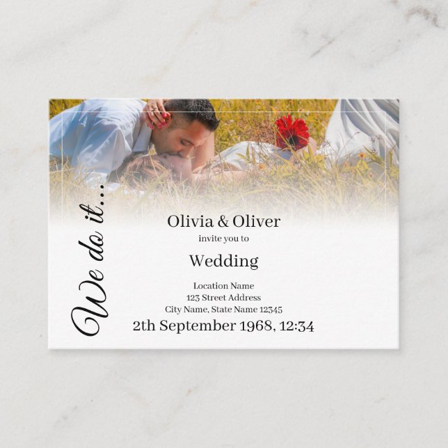 We do it - Kissing Couple on a Meadow Enclosure Card (Front)