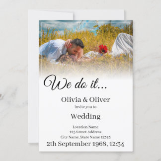 We do it - Kissing Couple on a Meadow Invitation