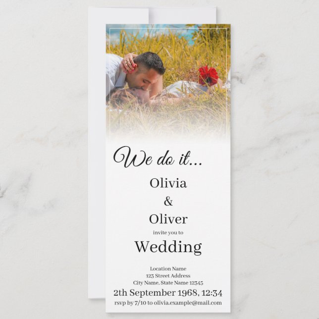 We do it - Kissing Couple on a Meadow Invitation (Front)