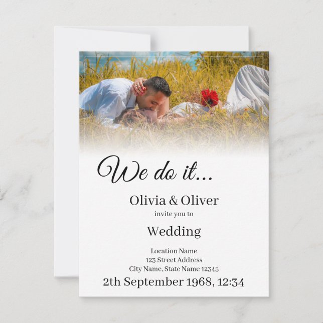 We do it - Kissing Couple on a Meadow Invitation (Front)