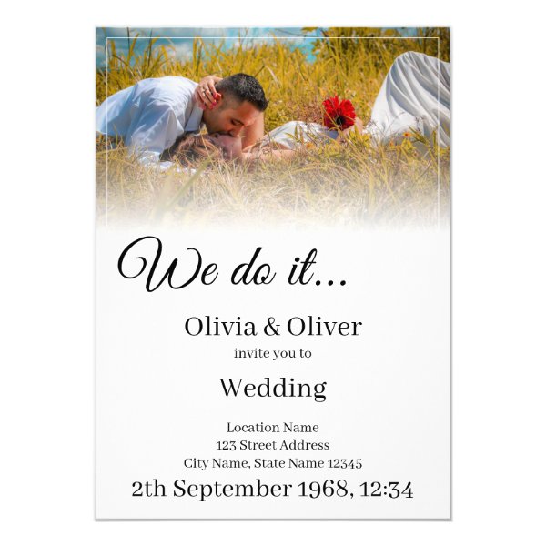 We do it - Kissing Couple on a Meadow Invitation