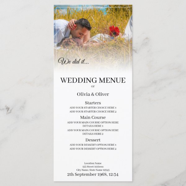 We do it - Kissing Couple on a Meadow Menu