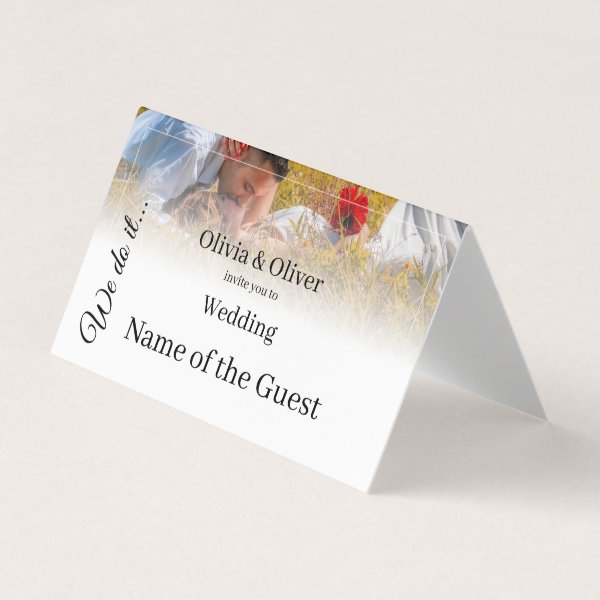 We do it - Kissing Couple on a Meadow Place Card