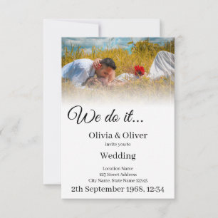We do it - Kissing Couple on a Meadow RSVP Card