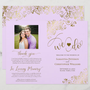 We Do! Lilac & Gold Posh DIY Fold Wedding Program