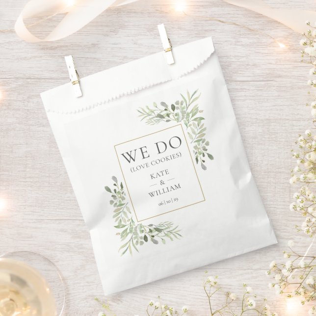 We Do Love Cookies Greenery Wedding Favor Bag (Clipped)
