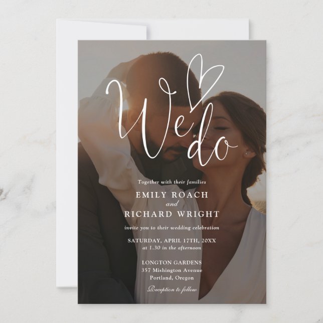 We Do Love Elegant Modern Script Photo Wedding Invitation (Front)