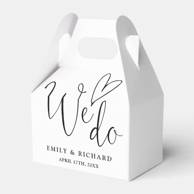 We Do Love Heart Black And White Wedding Favor Boxes (Front Side)