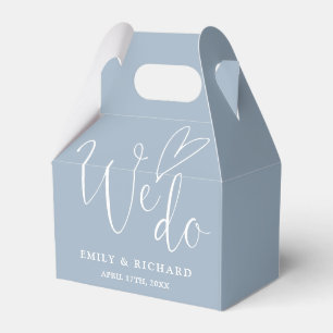 We Do Love Heart Dusty Blue Wedding Favor Boxes
