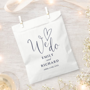 We Do Love Heart Elegant Navy Blue Wedding Favor Bag