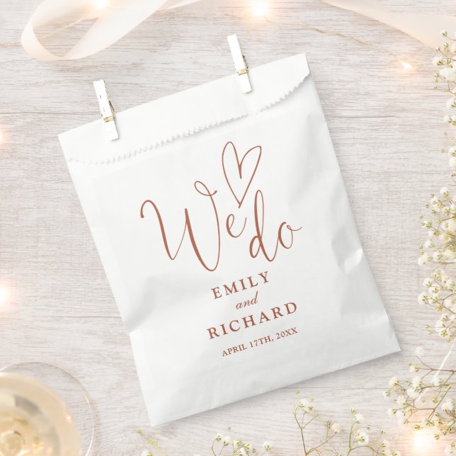 We Do Love Heart Elegant Terracotta Wedding Favor Bag (Clipped)