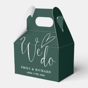 We Do Love Heart Emerald Green Wedding Favor Boxes