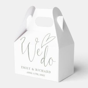 We Do Love Heart Sage Green Wedding Favor Boxes