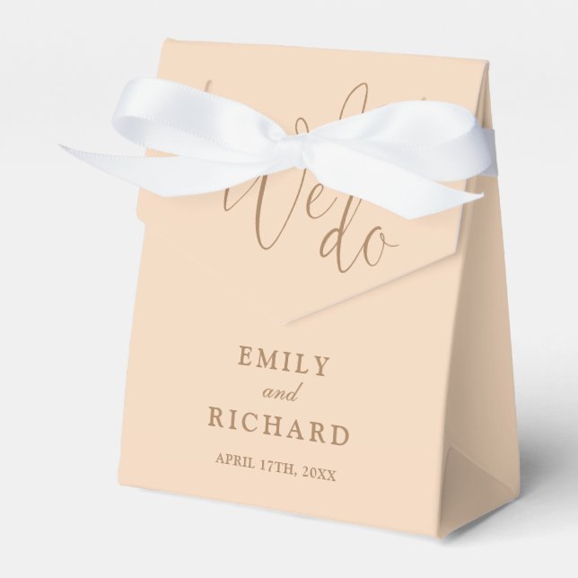 We Do Love Heart Soft Peach Wedding Favor Boxes (Front Side)