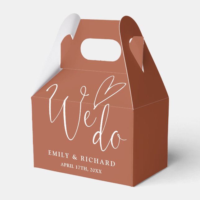 We Do Love Heart Terracotta Wedding Favor Boxes (Front Side)