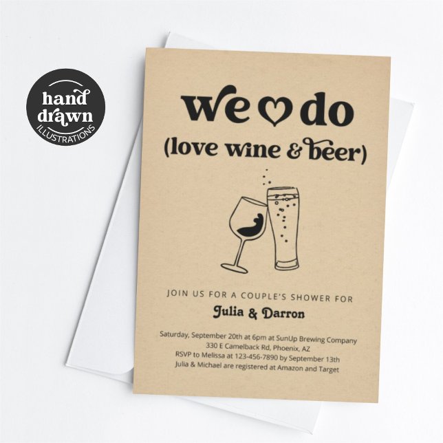 We Do Love Wine & Beer Couples Shower Engagement Invitation (Creator Uploaded)