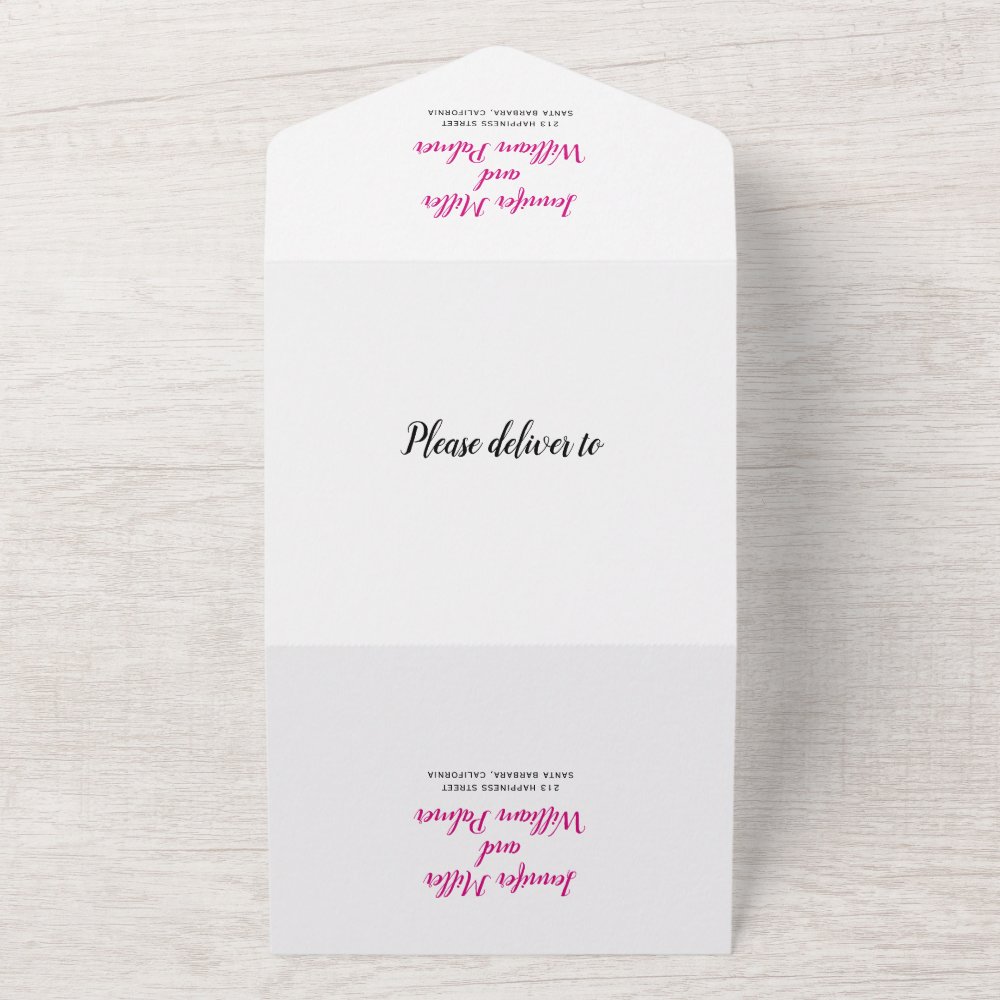 Discover "We do" magenta pink script calligraphy wedding All In One Invitation