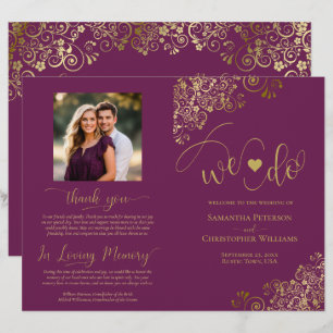 We Do Magenta Plum & Gold DIY Fold Wedding Program