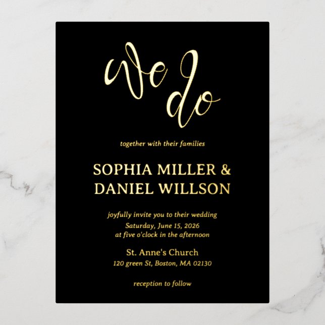 We Do Minimalist Calligraphy Wedding Invitation (Front)