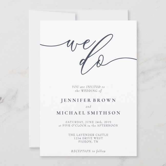 We do minimalist signature navy invitation